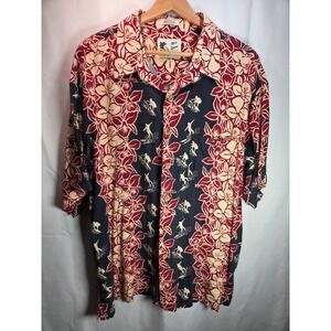 M.E. Sport Men's Hawaiian Surfer ShortSleeve ButtonUp Shirt Vintage 2X  Hibiscus